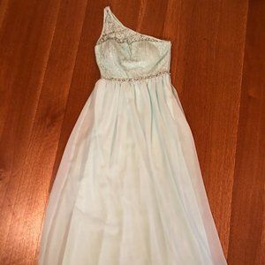 Dress - Prom - Off Shoulder - Sparkles - Lace - Light Blue - Beaded - Sz 7